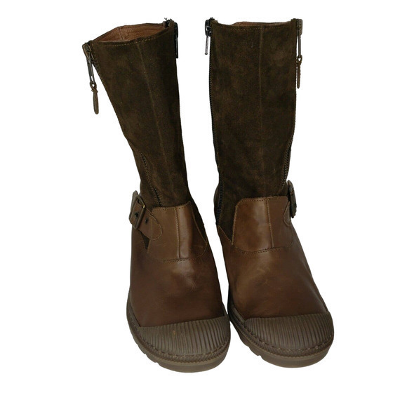 PATAUGAS Brown Leather Wedge Mid-Calf Sneaker‎ Boots EU 40 / US 9. - Picture 2 of 7